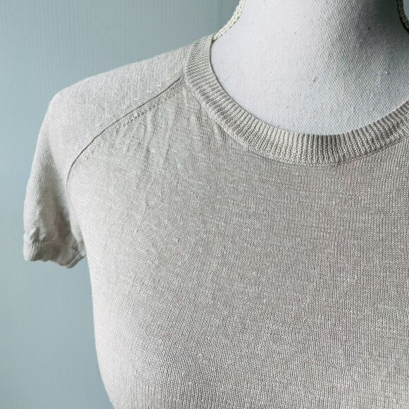 Theory Toraely Sag Harbor Ombre Sweater Linen Gray Size Petite Knit Short Sleeve - Picture 2 of 9